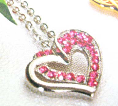 Wholesale of  fashion cubic zironia jewelry feaded necklace holding a pinky cz heart