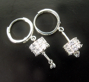 Gongdong China wholesale jewelry supply shaker-like clear cz hoop earring  